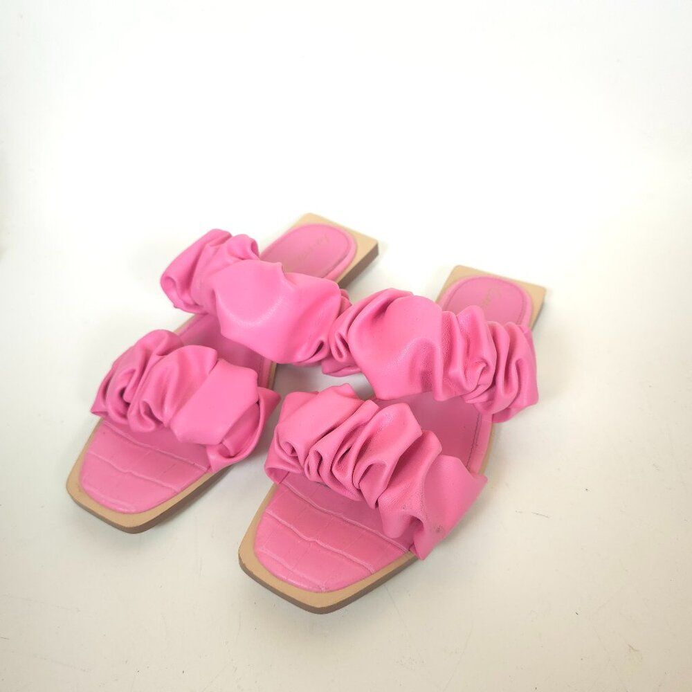 Circus by Sam Edelman Pink Ruched Strap Block Heel Square Toe Sandals Size 6.5